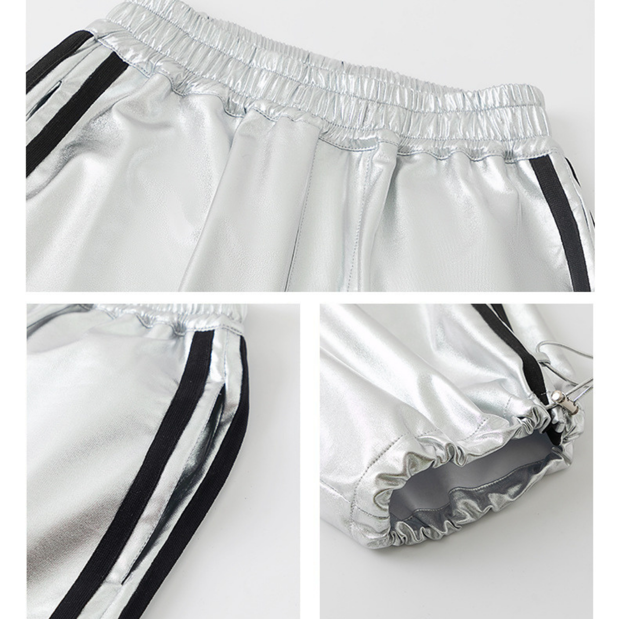 STREET メタリックシルバー カーゴセットアップ キッズダンス衣装