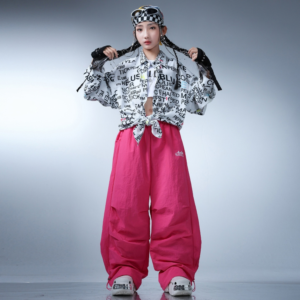 STREET モノグラフィック ピンクワイドパンツセットアップ キッズダンス衣装 商品画像4