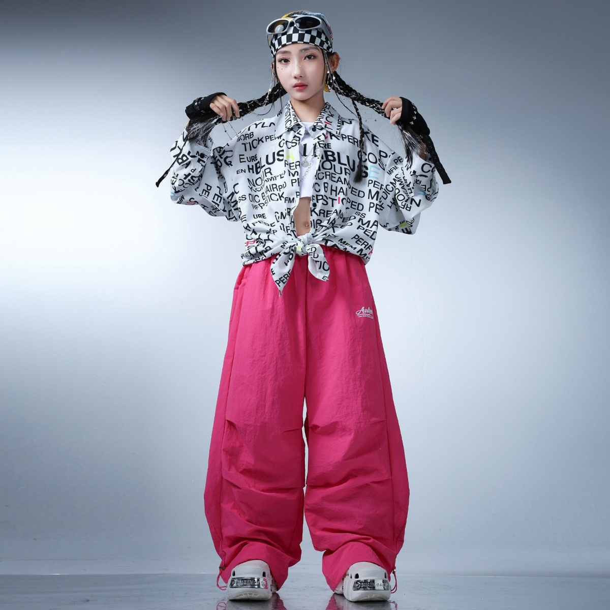 STREET モノグラフィック ピンクワイドパンツセットアップ キッズダンス衣装 商品画像4