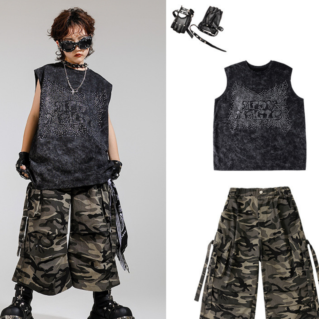 STREET ブラックストーン カモフラージュセットアップ キッズダンス衣装