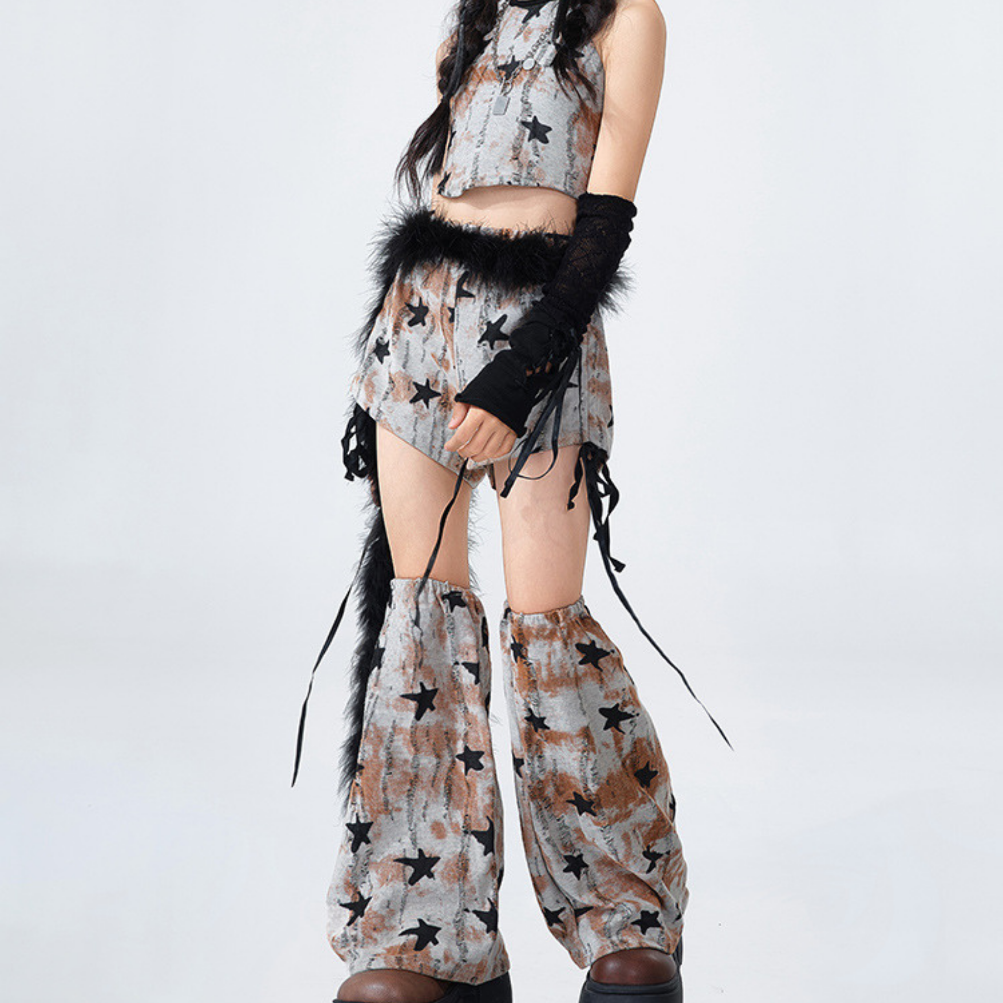 GIRLS グレースター ファーレッグセットアップ キッズダンス衣装