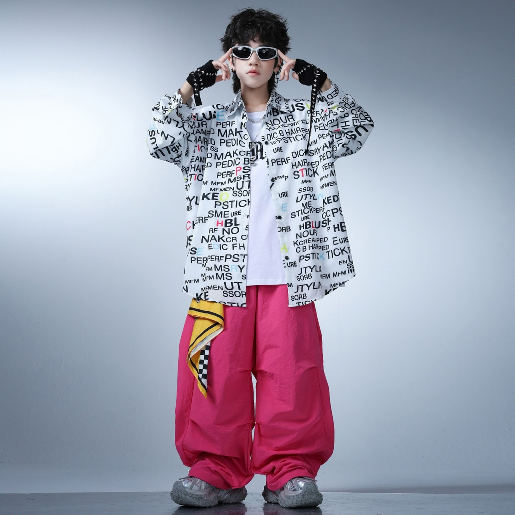 STREET モノグラフィック ピンクワイドパンツセットアップ キッズダンス衣装 商品画像5