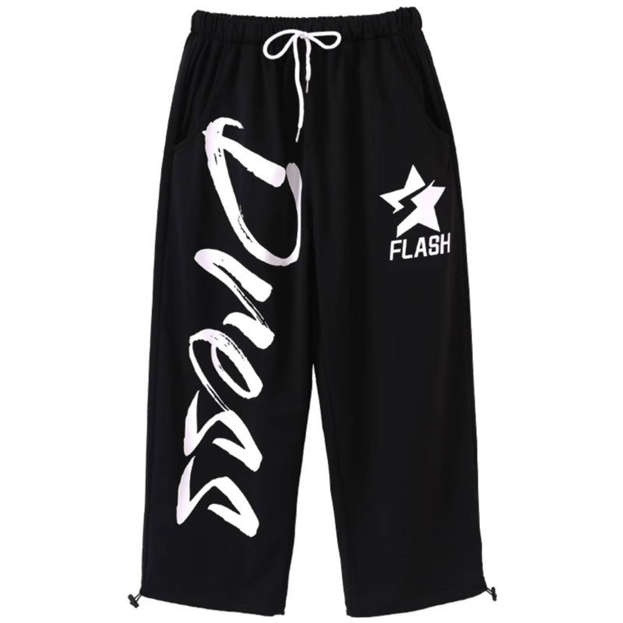 HIPHOP ブラックイエロー ワイドパンツセットアップ キッズダンス衣装