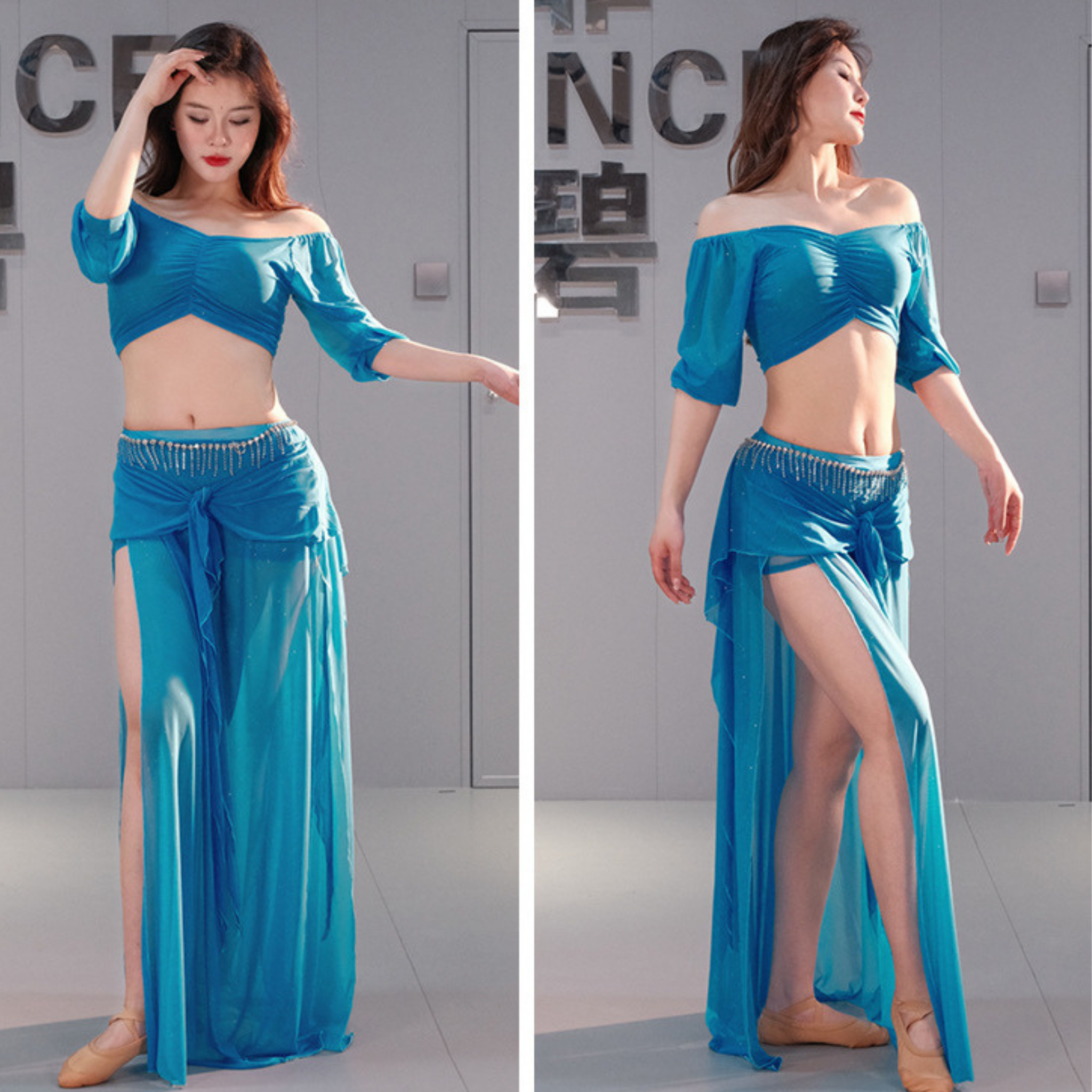 ベリーダンス　レッスンウェア　ランタンスリーブ　S～3XL