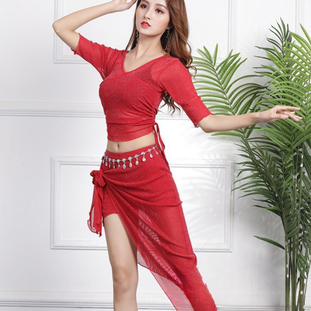 ベリーダンス　レッスンウェア　サイド　ドローストリング　