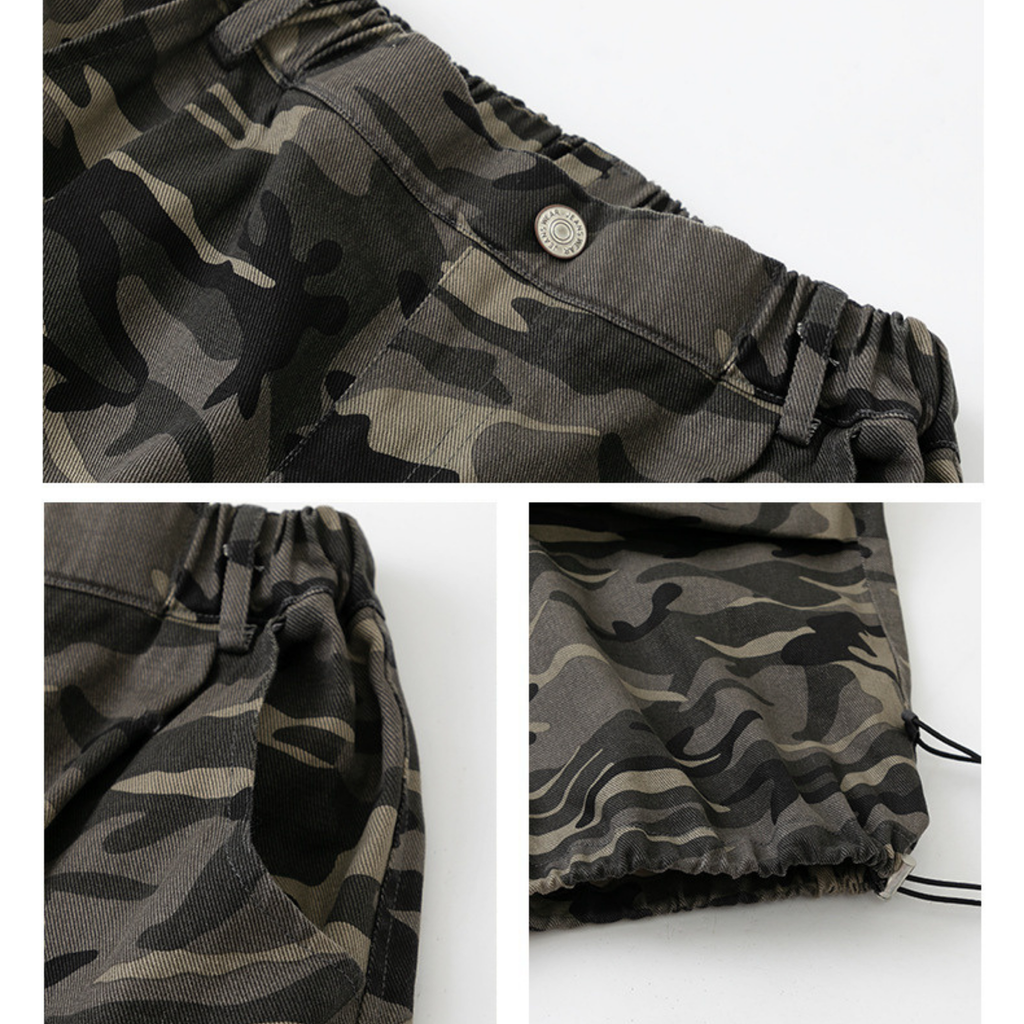 STREET アイボリーフード カモフラージュカーゴセットアップ キッズダンス衣装