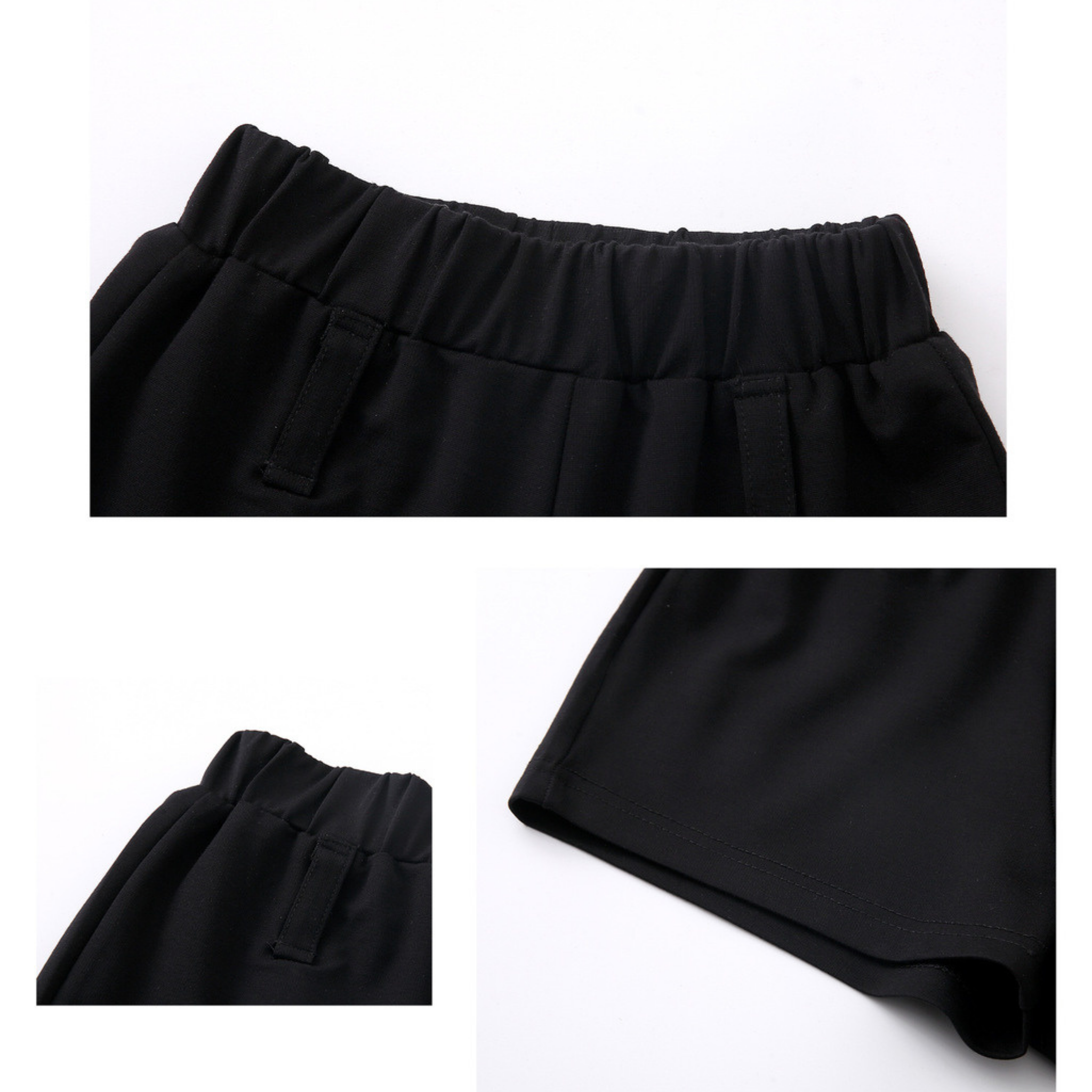 GIRLS ブラックレザーライク ショートパンツセットアップ キッズダンス衣装