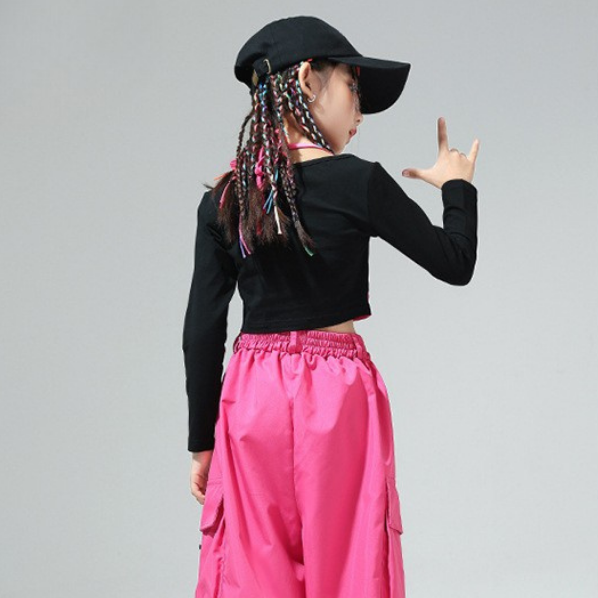 HIPHOP ビビッドカラー カーゴパンツセットアップ キッズダンス衣装