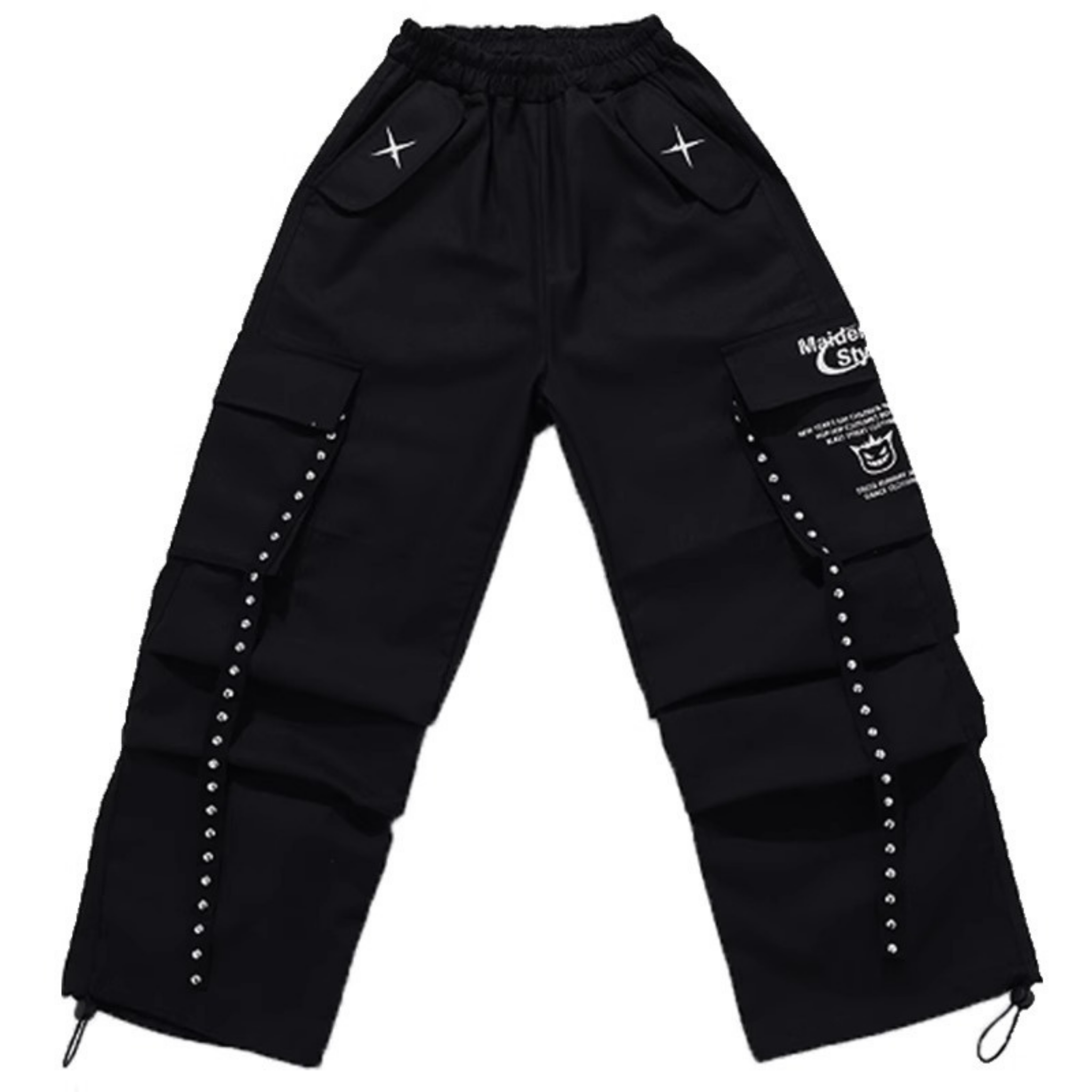 HIPHOP ブラックイエロー ワイドパンツセットアップ キッズダンス衣装