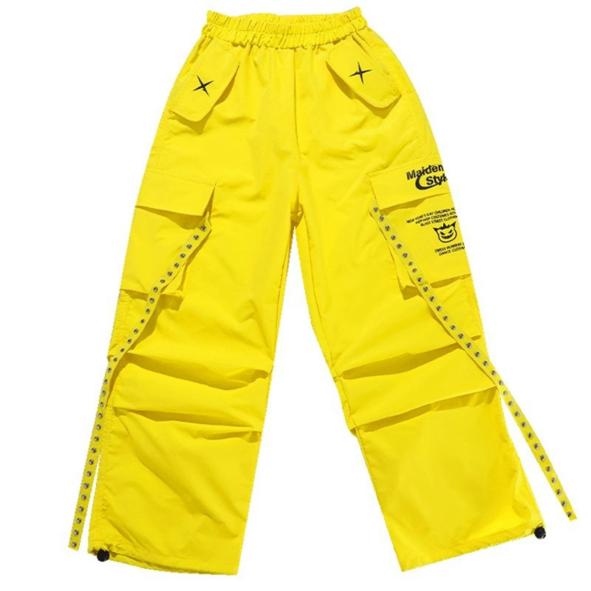 HIPHOP ブラックイエロー ワイドパンツセットアップ キッズダンス衣装
