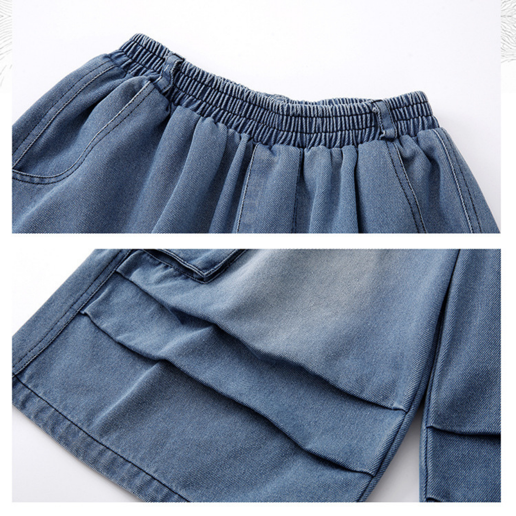 HIPHOP チェックシャツ デニムハーフパンツセットアップ キッズダンス衣装