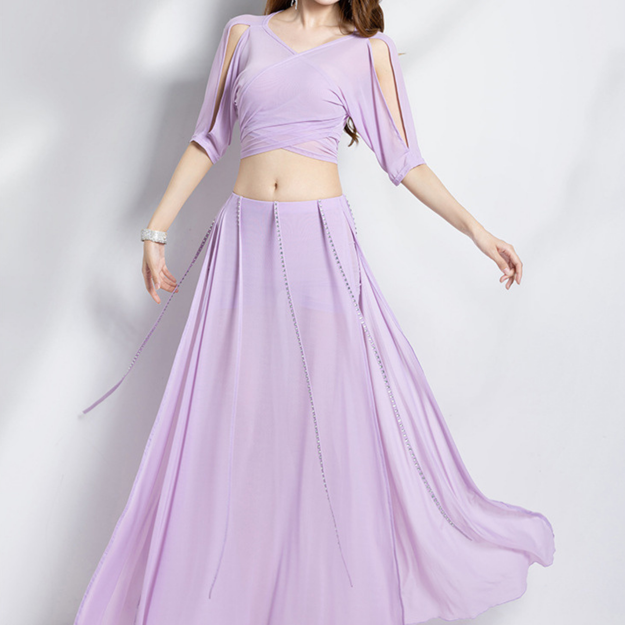 ベリーダンス　レッスンウェア　パフスリーブ