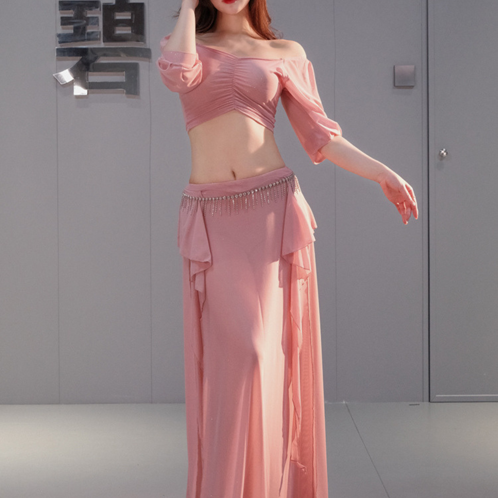 ベリーダンス　レッスンウェア　ランタンスリーブ　S～3XL