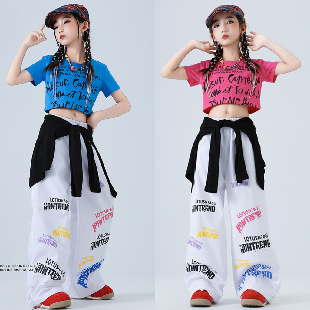HIPHOP グラフィックTシャツ ワイドパンツセットアップ キッズダンス衣装