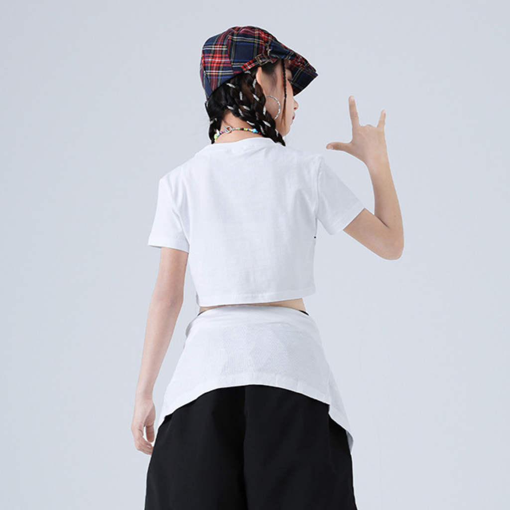 HIPHOP グラフィックTシャツ ワイドパンツセットアップ キッズダンス衣装