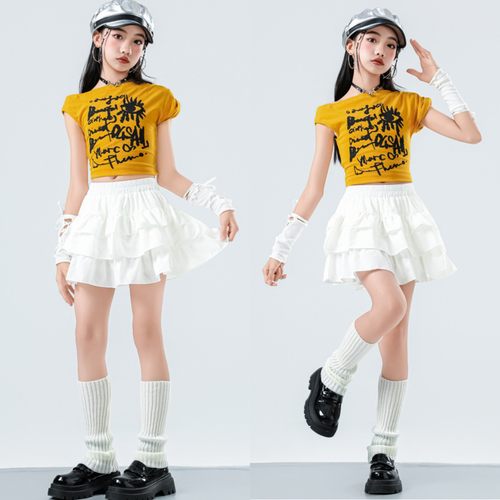 GIRLS カラートップス フリルスカートセットアップ キッズダンス衣装