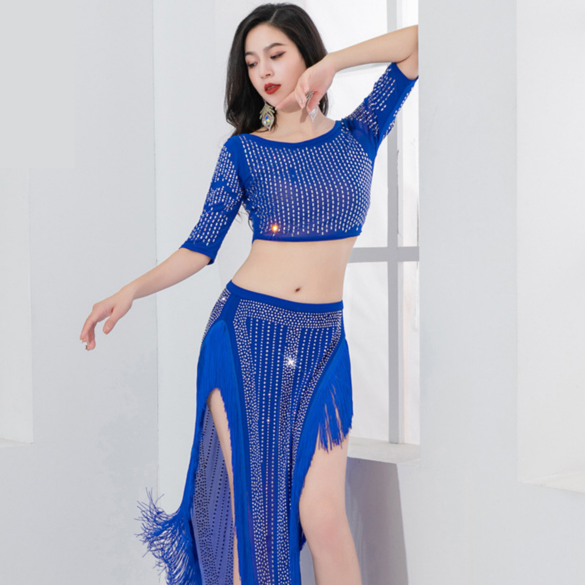 ベリーダンス セットアップ 青 ベリーダンス 衣装 セットアップ 水色 ベリーダンス セットアップ 青 ベリーダンス 衣装 セットアップ 水色