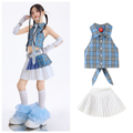 GIRLS ブルーチェック プリーツスカートセットアップ キッズダンス衣装