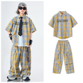 STREET イエローチェック ワイドパンツセットアップ キッズダンス衣装