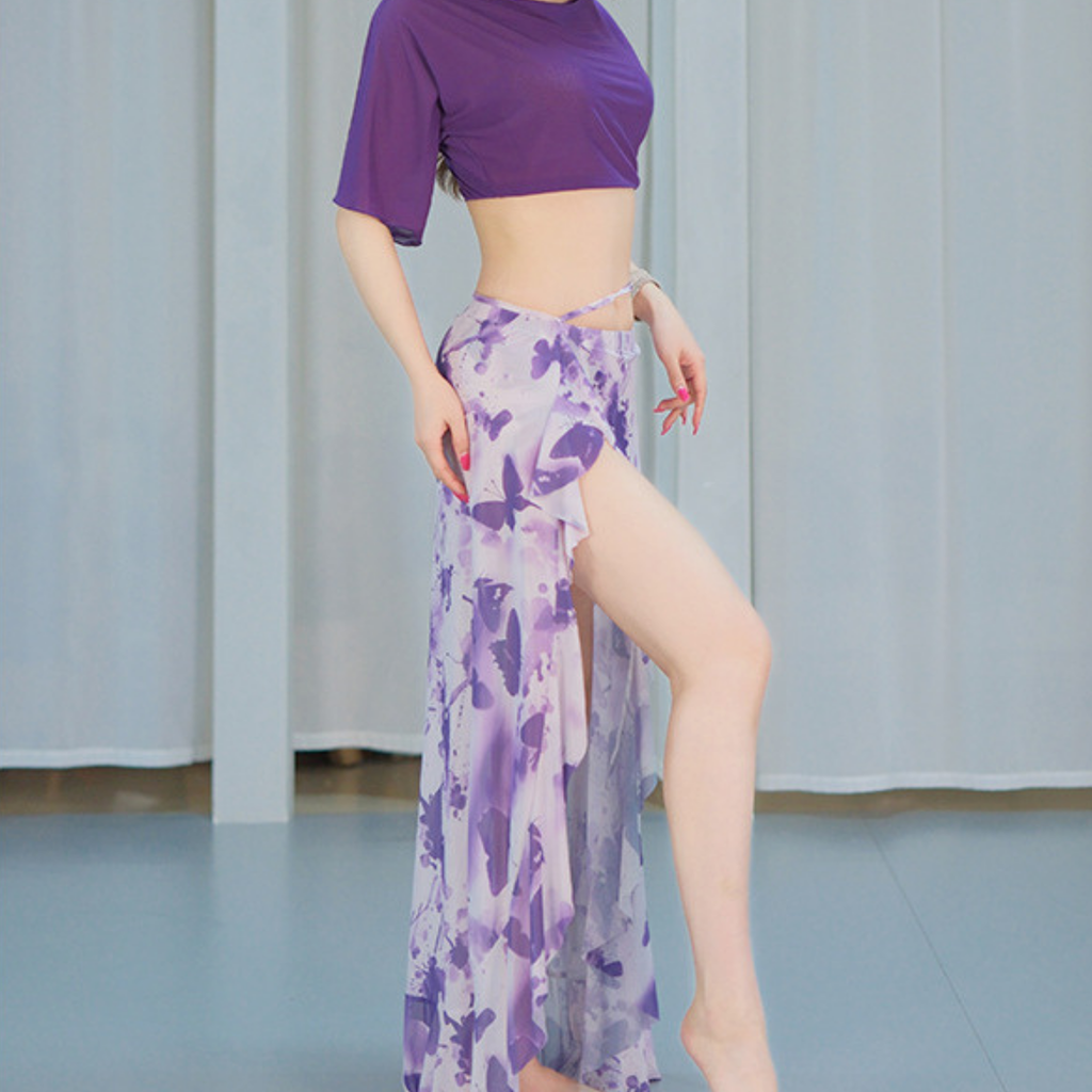 ベリーダンス　レッスンウェア　フレンチメッシュ