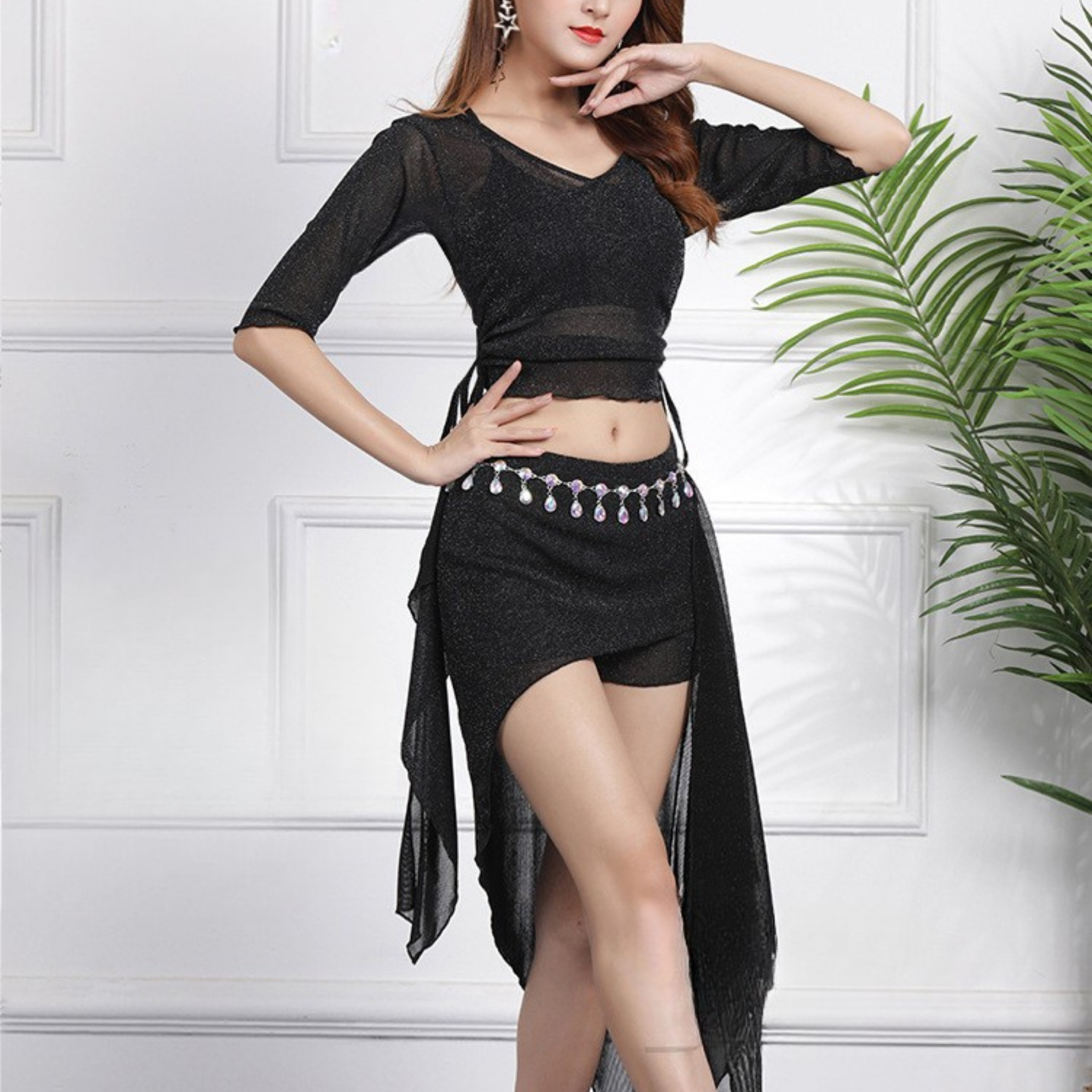 ベリーダンス　レッスンウェア　サイド　ドローストリング　