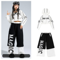 STREET ホワイトグラフィック レイヤードワイドパンツセットアップ キッズダンス衣装