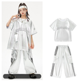 STREET メタリックシルバー カーゴセットアップ キッズダンス衣装