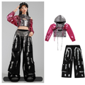 K-POP メタリックシルバー ピンクカーゴセットアップ キッズダンス衣装