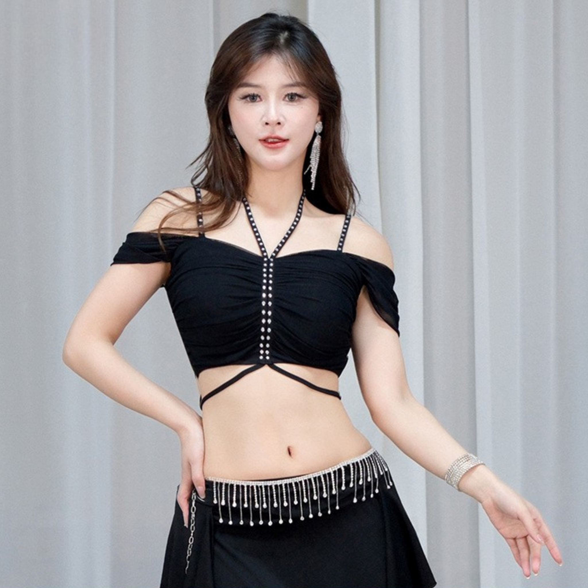 ベリーダンス　レッスンウェア　レイヤードパンツスタイル