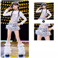 K-POP シルバーフェザー ショートパンツセットアップ キッズダンス衣装