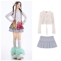 GIRLS フルーツプリント グレーティアードスカートセットアップ キッズダンス衣装