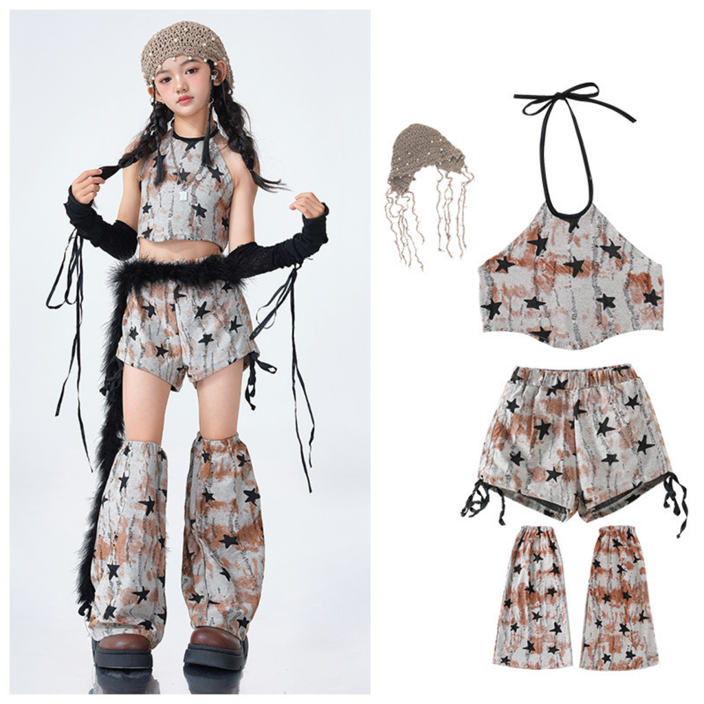 GIRLS グレースター ファーレッグセットアップ キッズダンス衣装