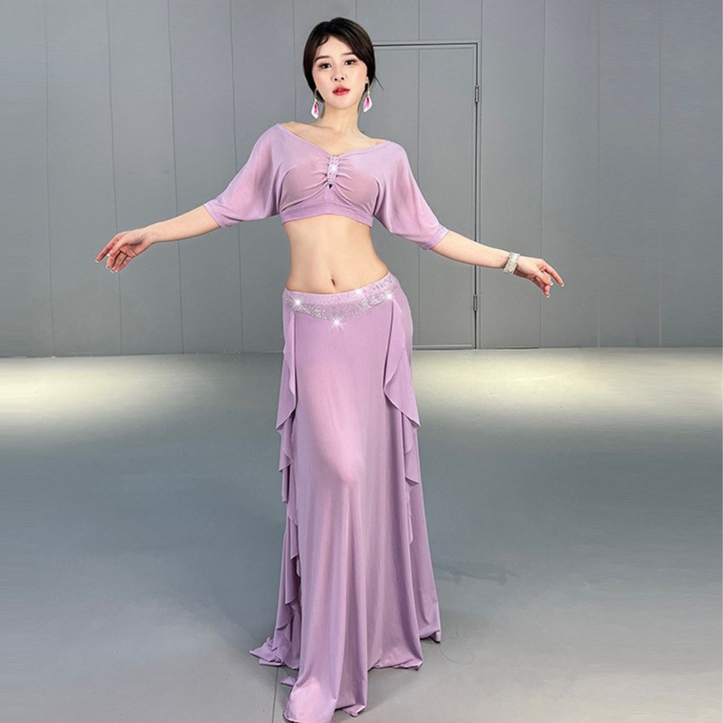 ベリーダンス　レッスンウェア　ラインストーン