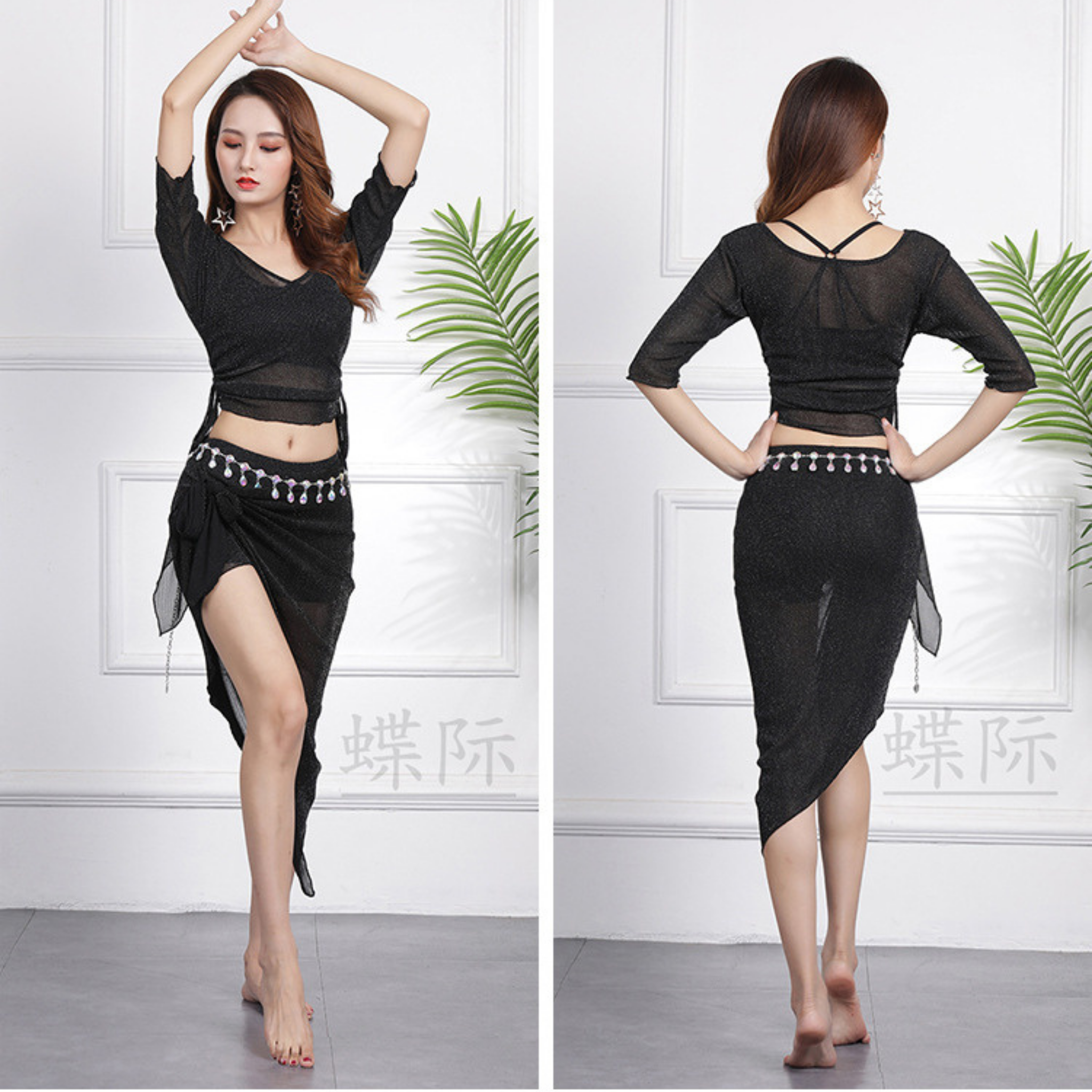 ベリーダンス　レッスンウェア　サイド　ドローストリング　