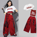 HIPHOP レッドストラップ カーゴパンツセットアップ キッズダンス衣装