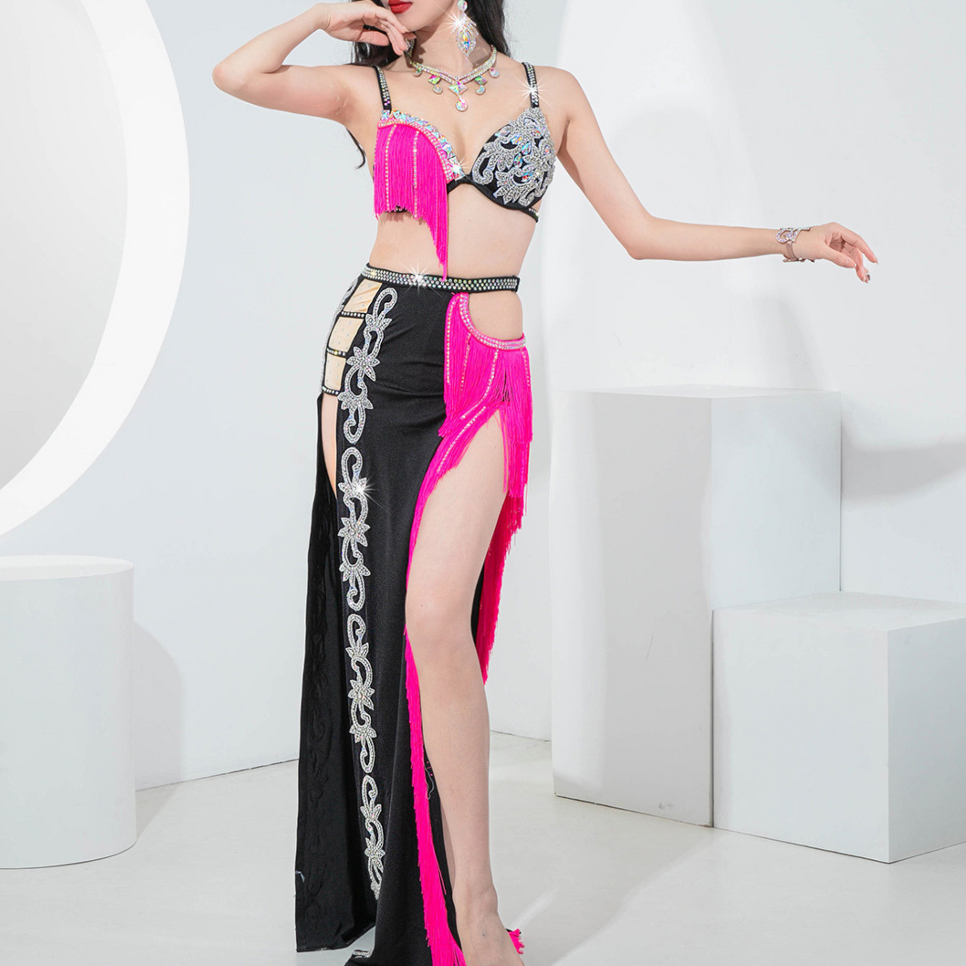 ベリーダンス　コスチューム　２WAY　ハーフドレス付き