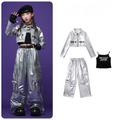 HIPHOP メタリックレザー カーゴセットアップ キッズダンス衣装