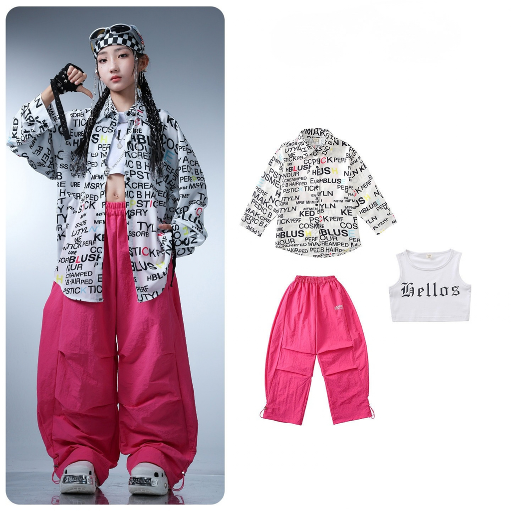 STREET モノグラフィック ピンクワイドパンツセットアップ キッズダンス衣装 商品画像9