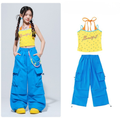HIPHOP イエロースター ブルーカーゴセットアップ キッズダンス衣装