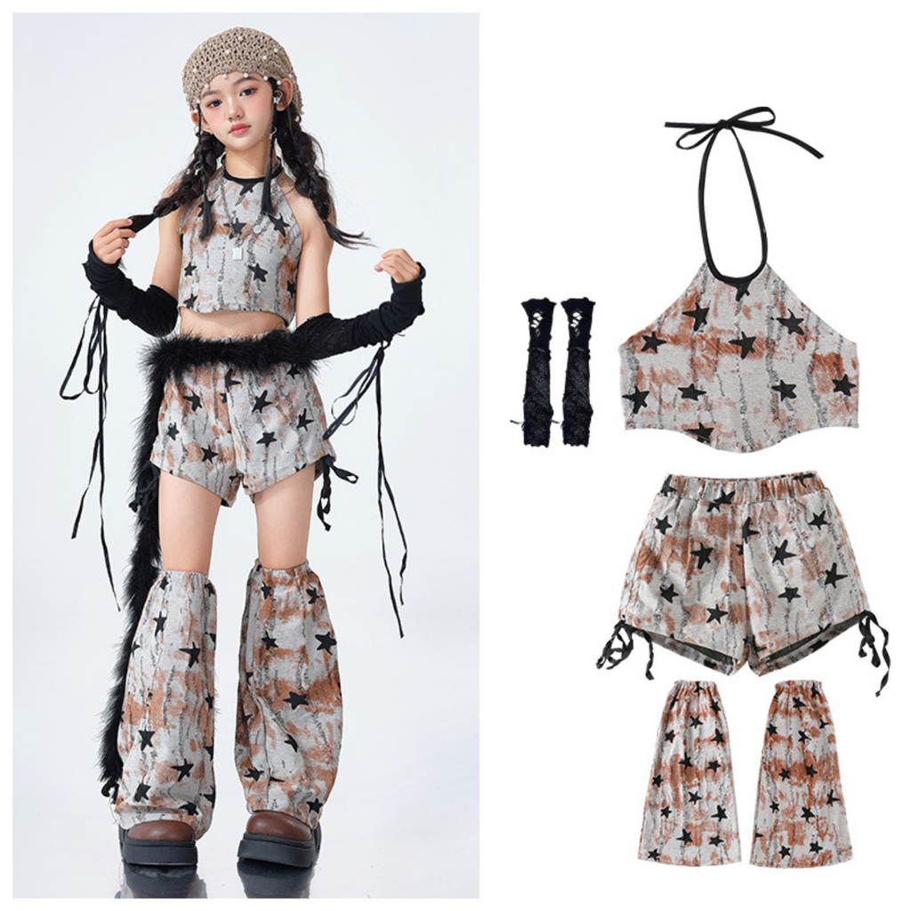 GIRLS グレースター ファーレッグセットアップ キッズダンス衣装