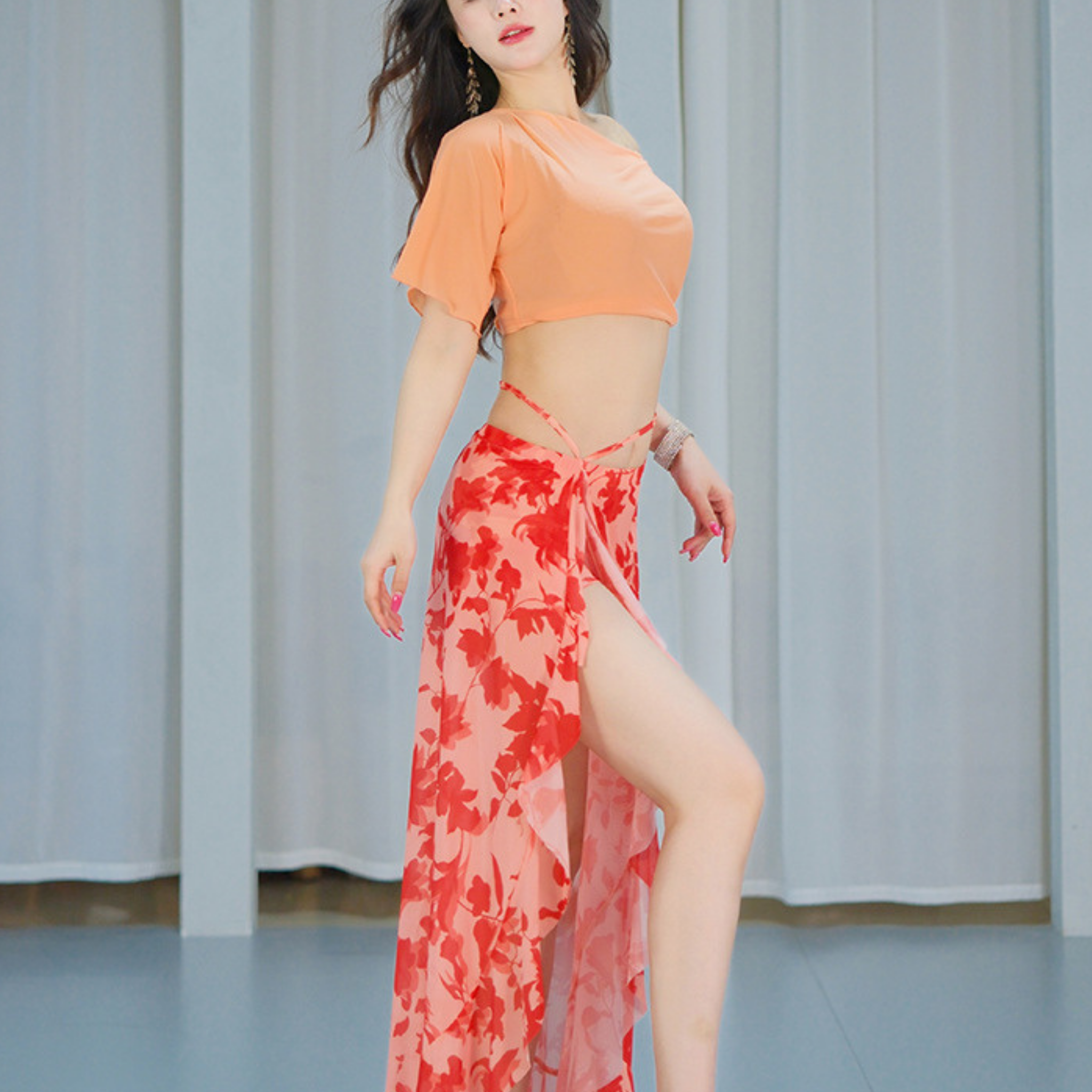 ベリーダンス　レッスンウェア　フレンチメッシュ