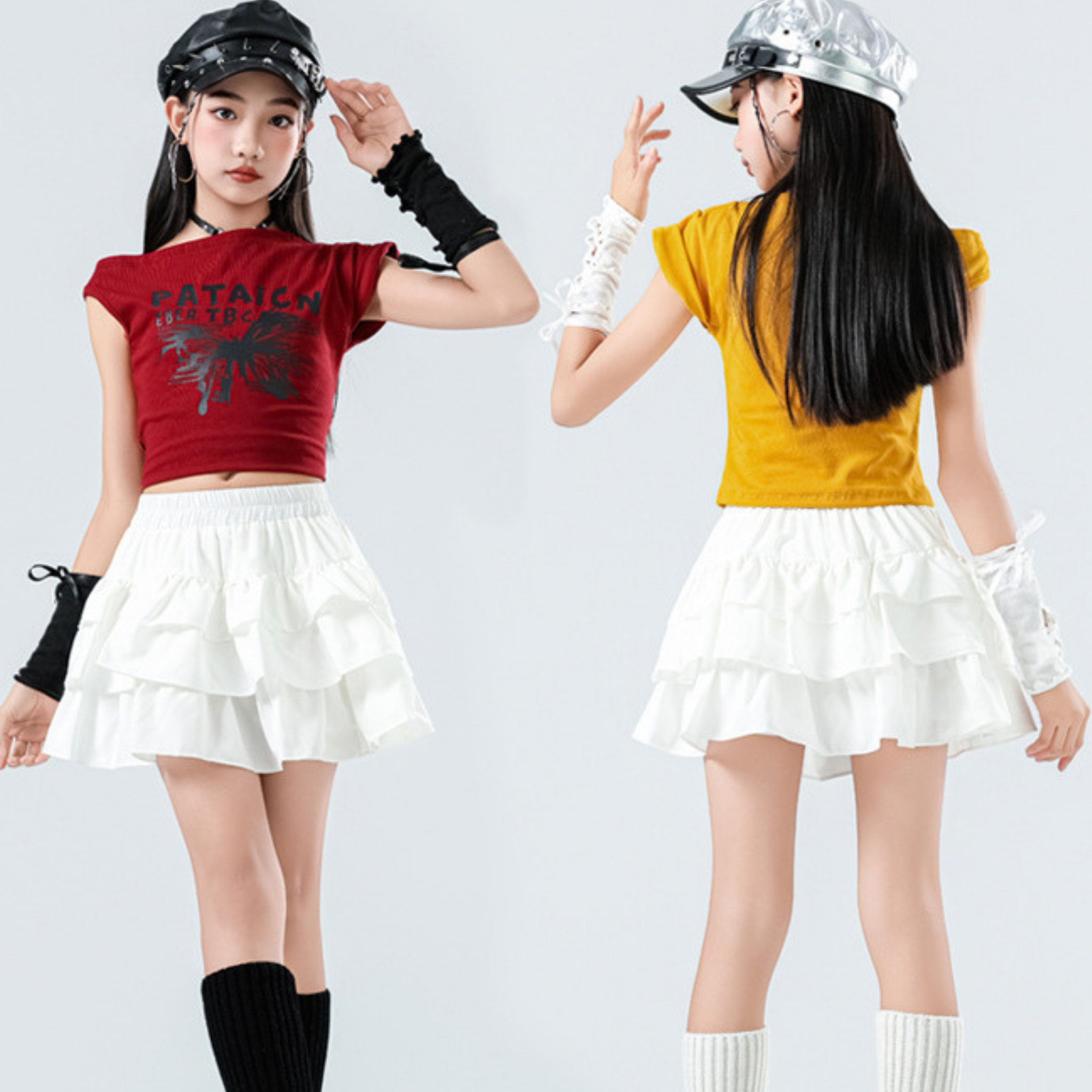 GIRLS カラートップス フリルスカートセットアップ キッズダンス衣装