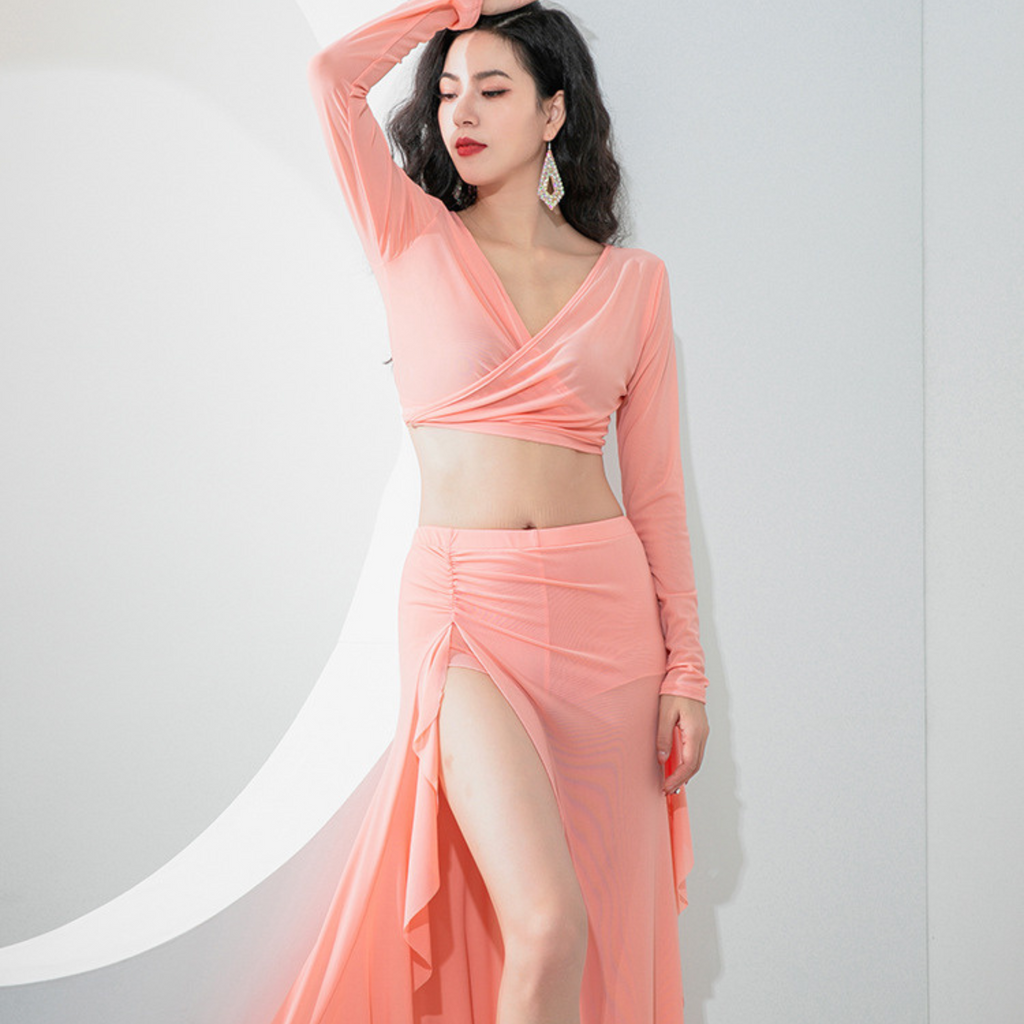 ベリーダンス　レッスンウェア　Vネックオーバーラップ　３color（M～L)