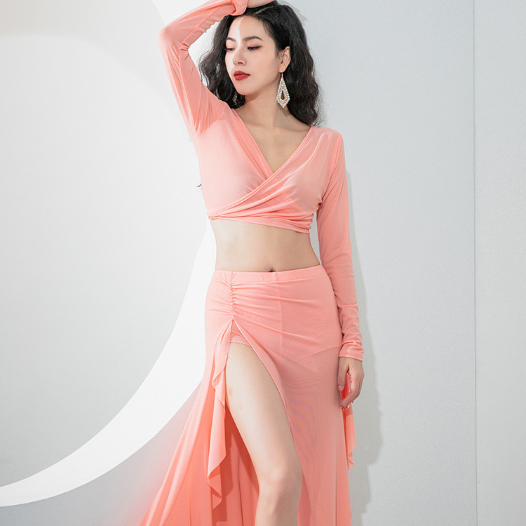 ベリーダンス　レッスンウェア　Vネックオーバーラップ　３color（M～L)