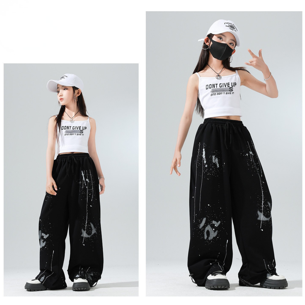 HIPHOP ペイントワイドパンツ セットアップ キッズダンス衣装