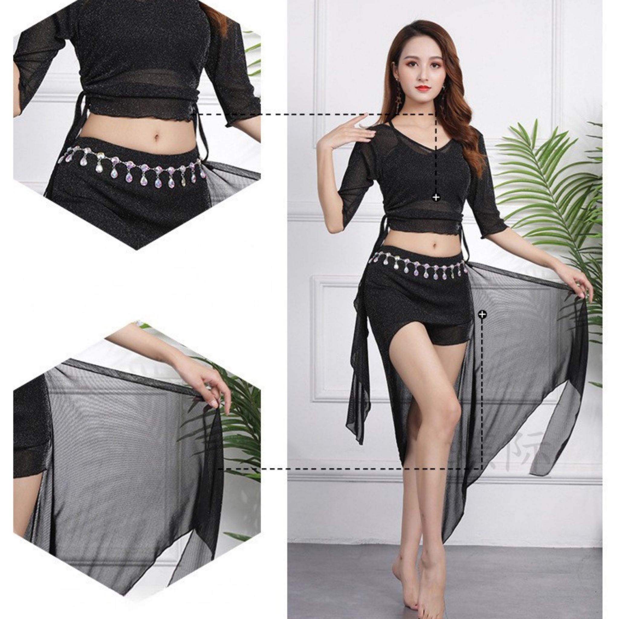 ベリーダンス　レッスンウェア　サイド　ドローストリング　