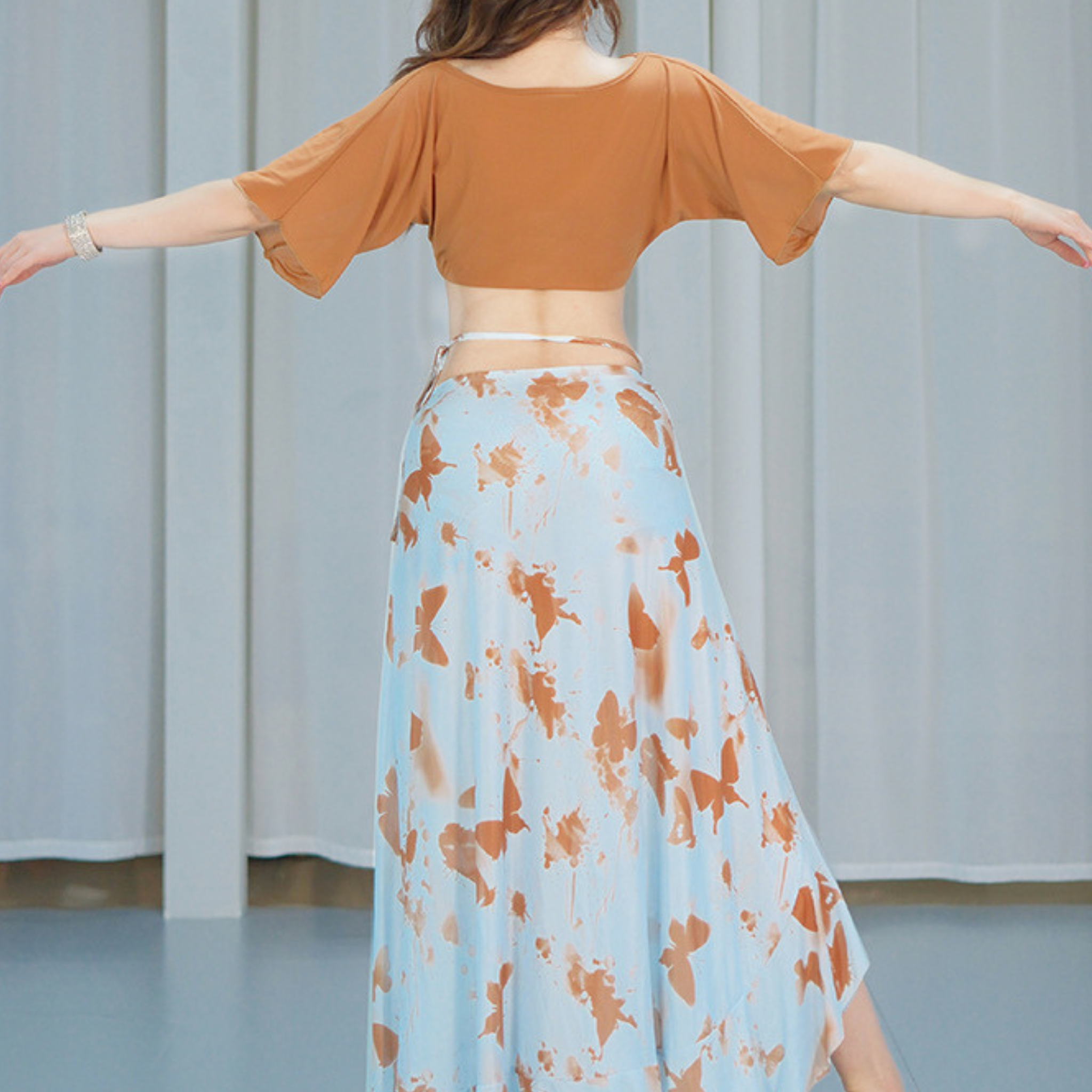 ベリーダンス　レッスンウェア　フレンチメッシュ