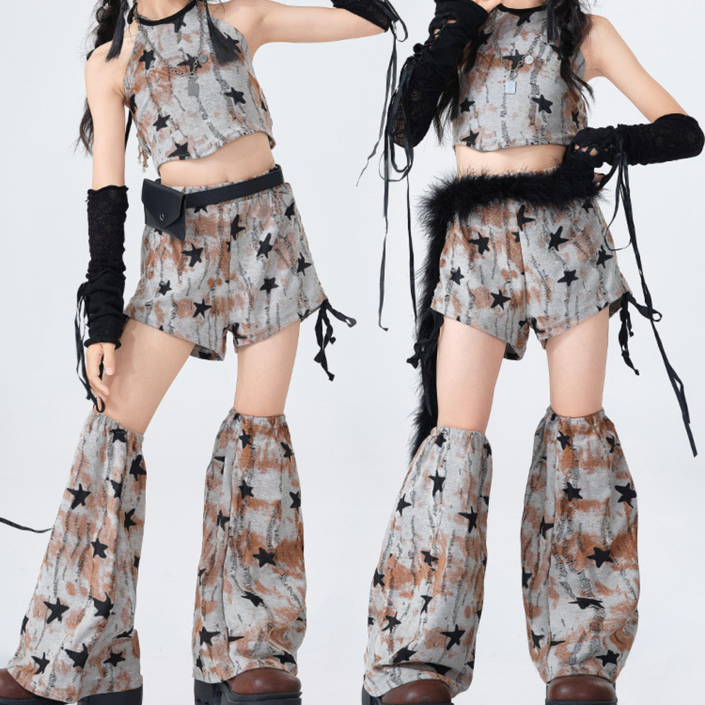 GIRLS グレースター ファーレッグセットアップ キッズダンス衣装