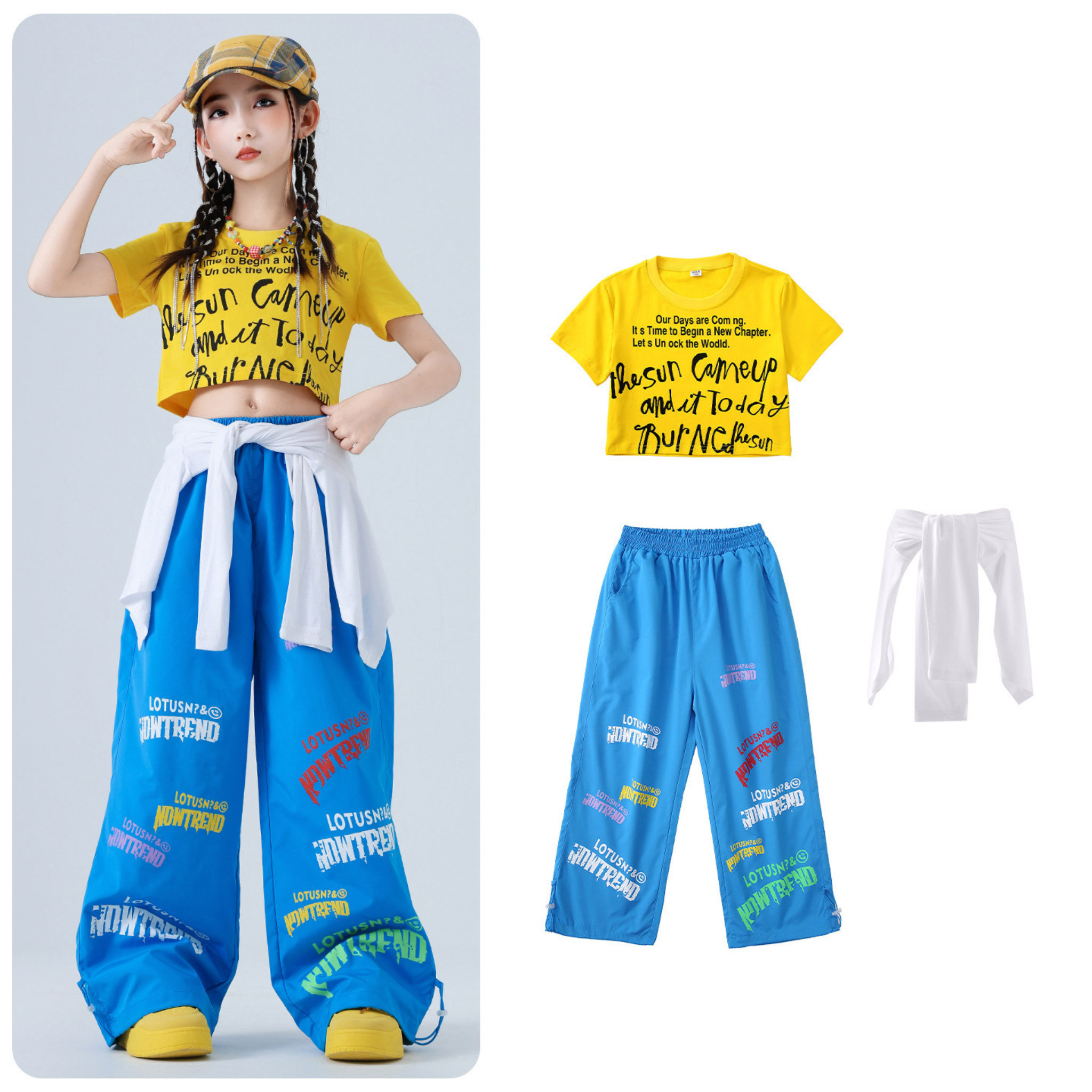 HIPHOP グラフィックTシャツ ワイドパンツセットアップ キッズダンス衣装