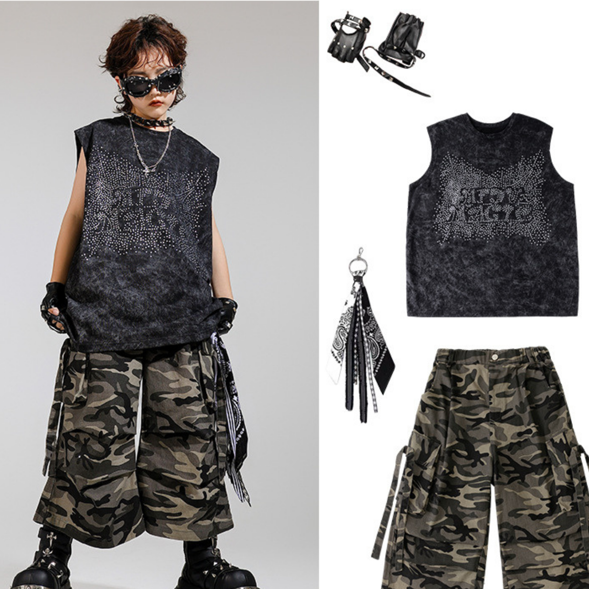 STREET ブラックストーン カモフラージュセットアップ キッズダンス衣装